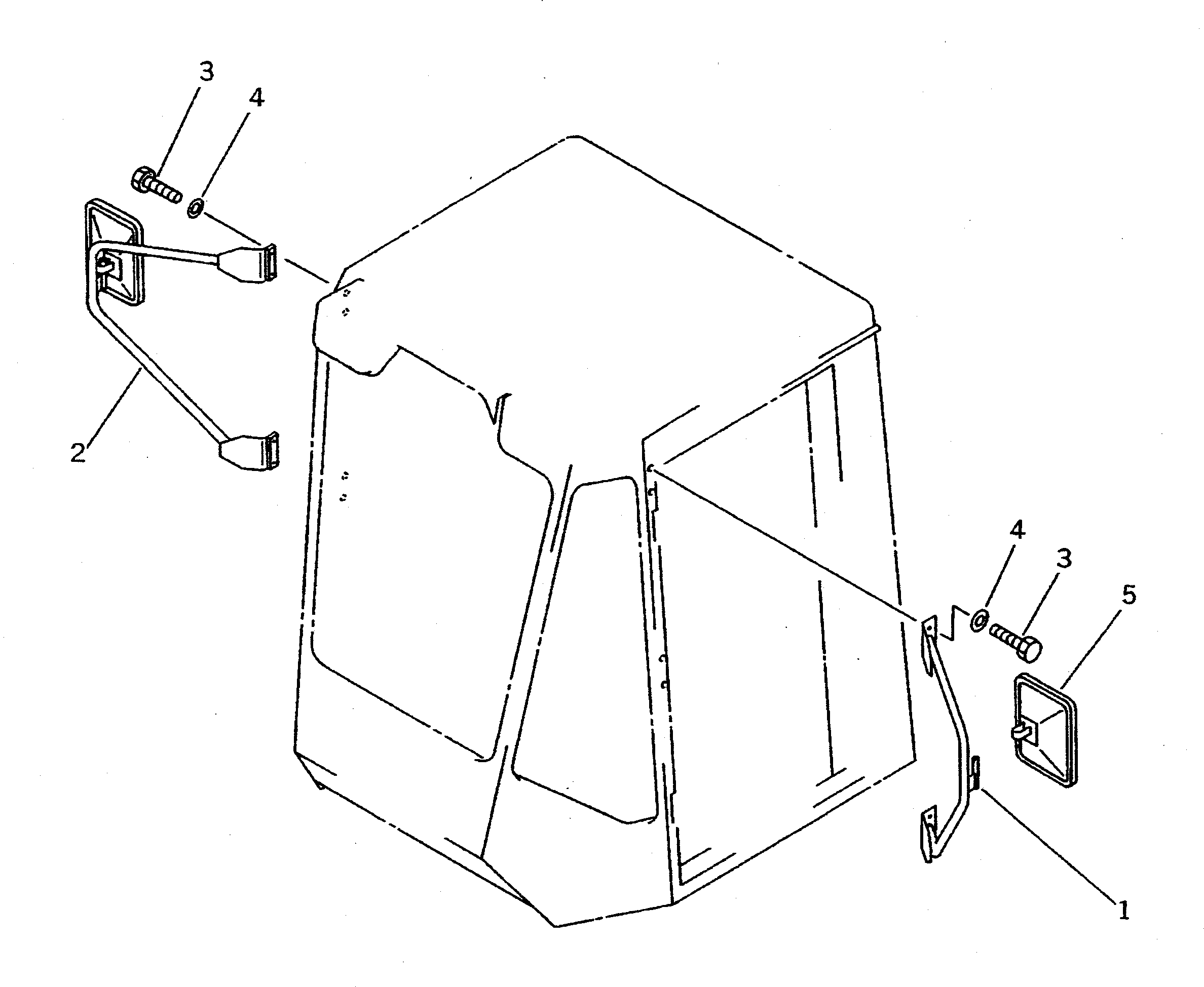 Komatsu parts book diagram for WD600-1 S/N 10001-UP: MIRROR AND STAY (FOR CAB)