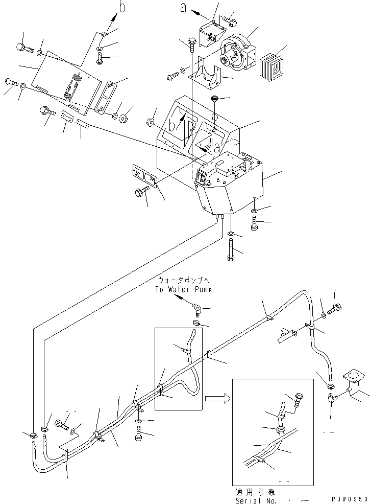 Komatsu parts book diagram for WD600-1 S/N 10001-UP: AIR CONDITIONER (NIPPON DENSO) (2/4) (WATER PIPING AND WIRING)   (R134A)(#.-)