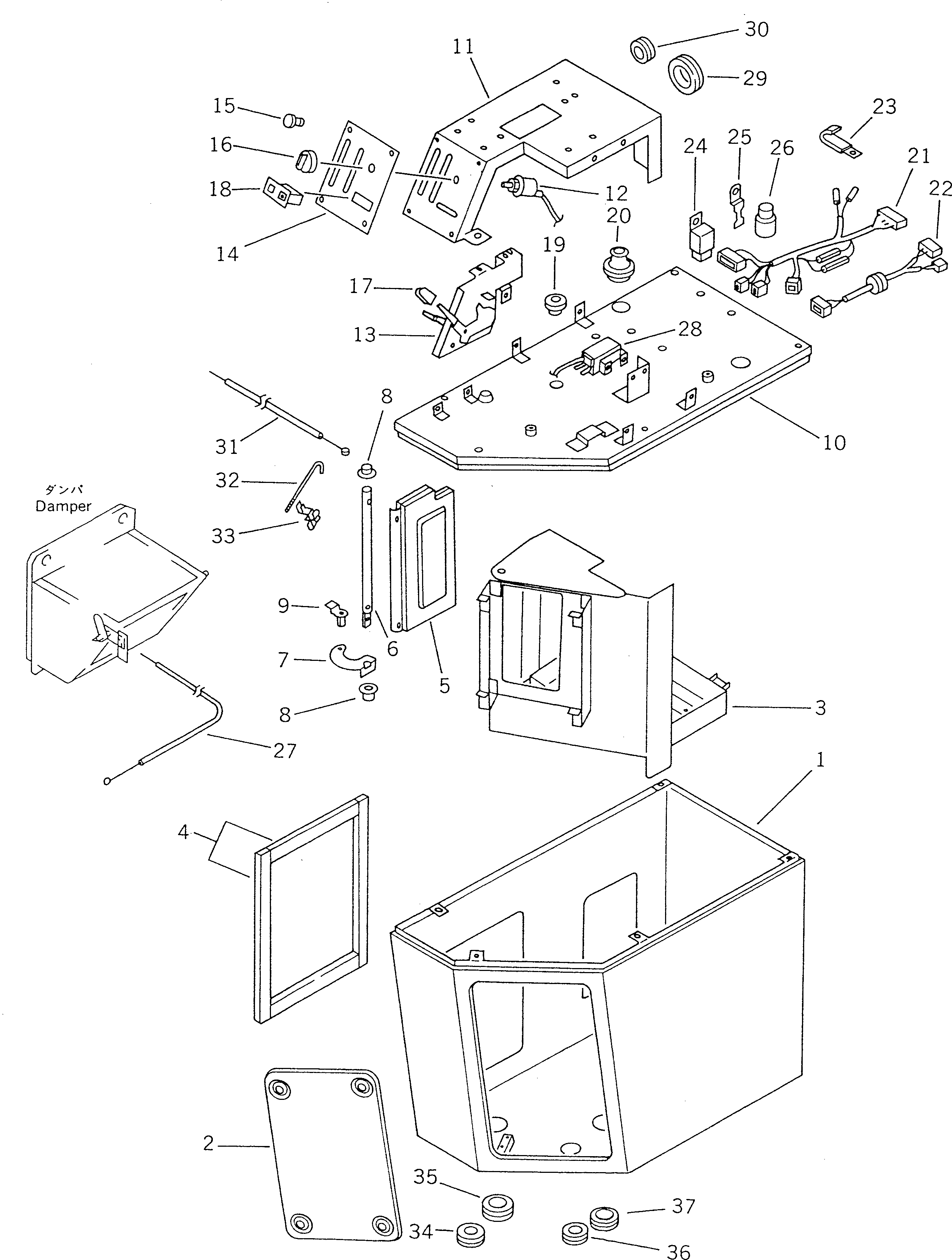 Komatsu parts book diagram for WD600-1 S/N 10001-UP: AIR CONDITIONER UNIT (NIPPON DENSO) (1/5) (AIR CONDITIONER UNIT)(#10001-10077)