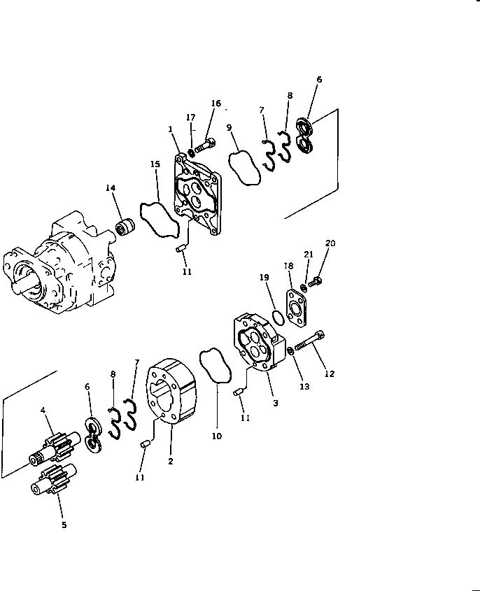 Komatsu parts book diagram for WD600-1 S/N 10001-UP: HYDRAULIC PUMP (2/2) (WORK EQUIPMENT)