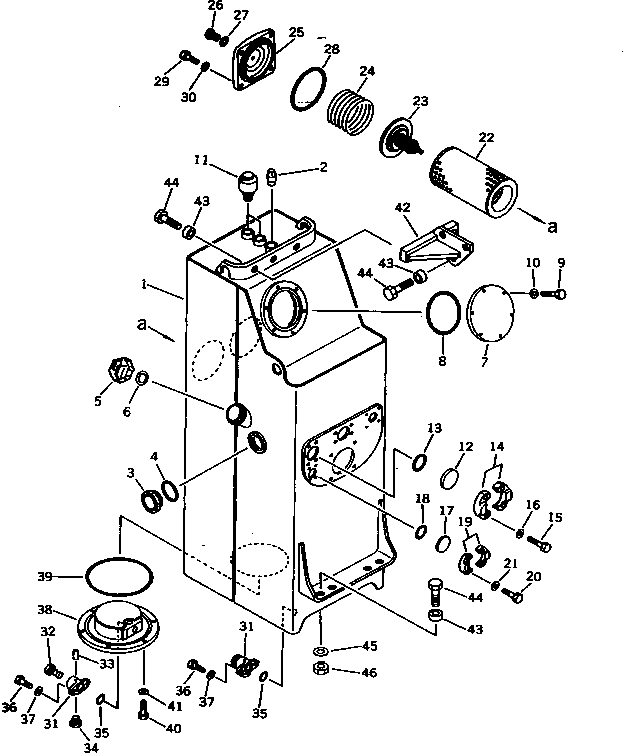 Komatsu parts book diagram for WD600-1 S/N 10001-UP: HYDRAULIC TANK