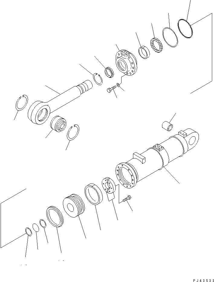 Komatsu parts book diagram for WD600-1 S/N 10001-UP: TILT AND PITCH CYLINDER(#10001-10161)