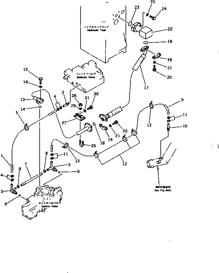 Komatsu parts book diagram for WD600-1 S/N 10001-UP: HYDRAULIC PIPING (DRAIN LINE)