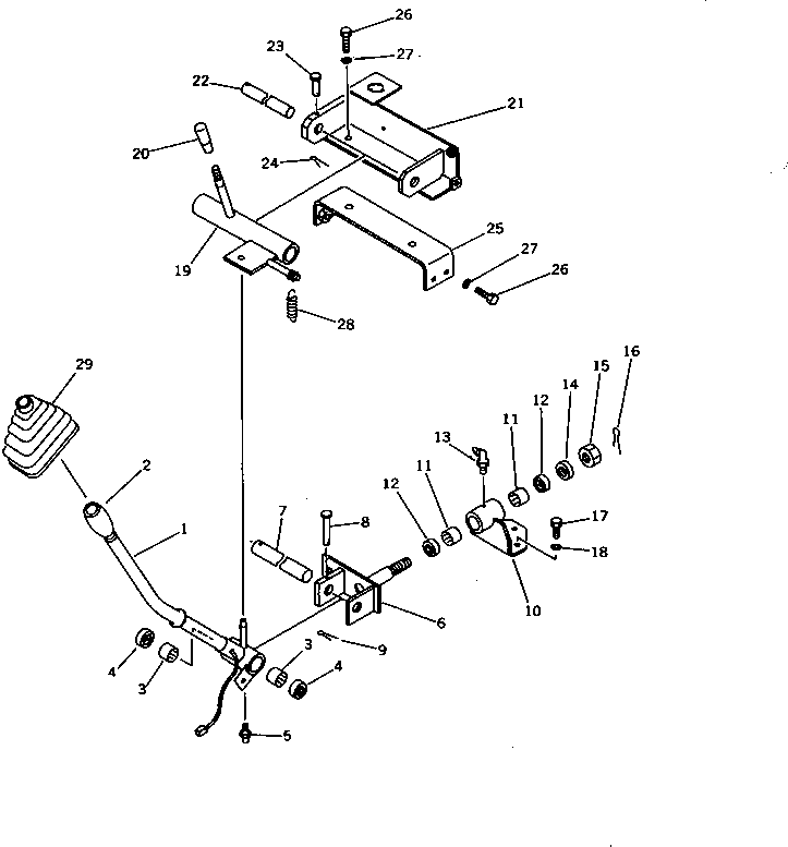 Komatsu parts book diagram for WD600-1 S/N 10001-UP: WORK EQUIPMENT CONTROL LEVER