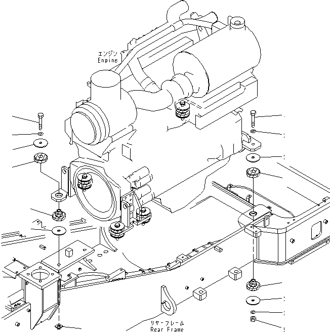 Wheel Dozers Komatsu / WD600-6 S/N 55001-55003(wd600-6c) / ENGINE MOUNTS(#55001-)(030080 : B0100-01A0)