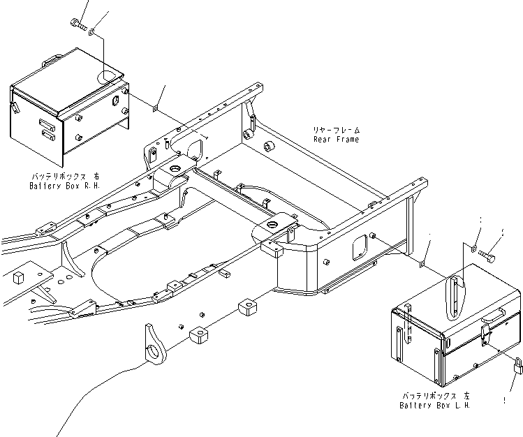 Wheel Dozers Komatsu / WD600-6 S/N 55001-55003(wd600-6c) / BATTERY (BATTERY BOX MOUNTING PARTS) (WITH VANDALISM PROTECTION LOCK)(#55001-)(120080 : E0120-04A2)