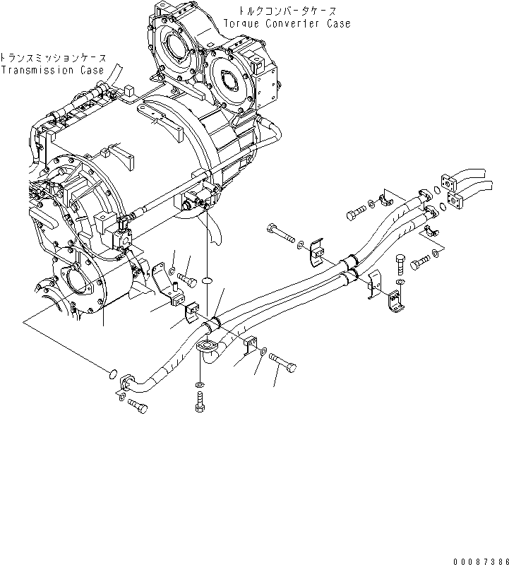 Wheel Dozers Komatsu / WD600-6 S/N 55001-55003(wd600-6c) / TORQUE CONVERTER AND TRANSMISSION (TORQUE CONVERTER COOLER PIPING)(#55001-)(150080 : F4310-06A0)