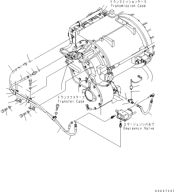 Wheel Dozers Komatsu / WD600-6 S/N 55001-55003(wd600-6c) / TORQUE CONVERTER AND TRANSMISSION (EMERGENCY VALVE PIPING)(#55001-)(150090 : F4310-07A0)