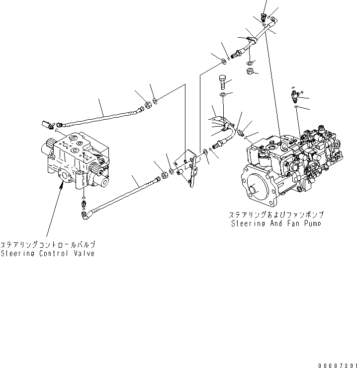 Wheel Dozers Komatsu / WD600-6 S/N 55001-55003(wd600-6c) / TORQUE CONVERTER AND TRANSMISSION (STEERING PILOT LINE)(#55001-)(150340 : F4310-28A0)