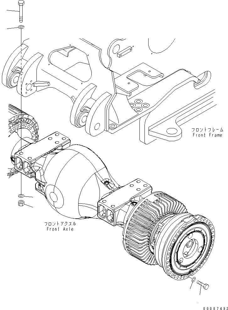 Wheel Dozers Komatsu / WD600-6 S/N 55001-55003(wd600-6c) / FRONT AXLE (WHEEL MOUNTING AND AXLE MOUNTING)(#55001-)(150820 : F4400-14A0)
