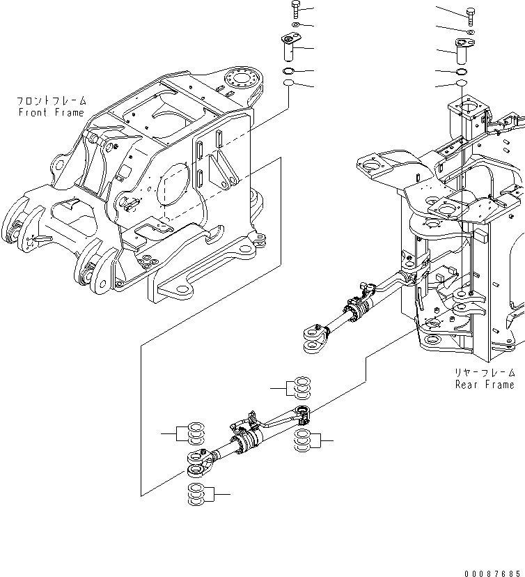 Wheel Dozers Komatsu / WD600-6 S/N 55001-55003(wd600-6c) / STEERING CYLINDER MOUNTING PARTS(#55001-)(210160 : J4140-02A0)