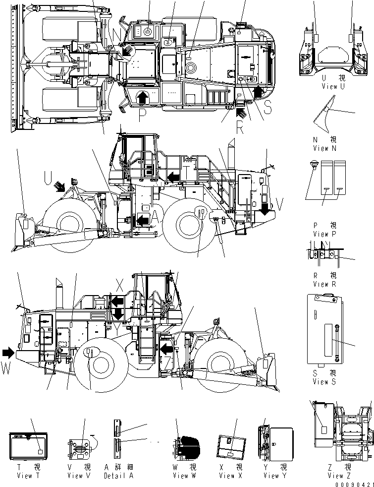 Wheel Dozers Komatsu / WD600-6 S/N 55001-55003(wd600-6c) / MARKS AND PLATES (ENGLISH) (WITH REAR FENDER)(#55003-)(360040 : U0100-01B1)
