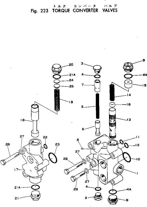 Komatsu parts book diagram for WF22A-2 S/N 1011-UP: TORQUE CONVERTER VALVE