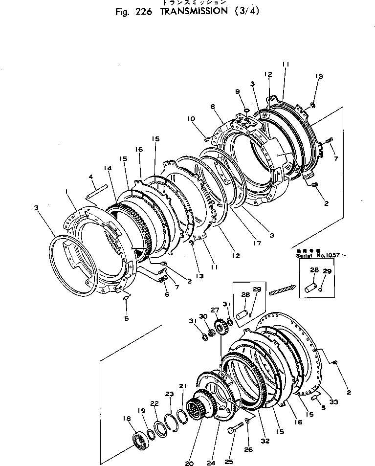 Komatsu parts book diagram for WF22A-2 S/N 1011-UP: TRANSMISSION (3/4)