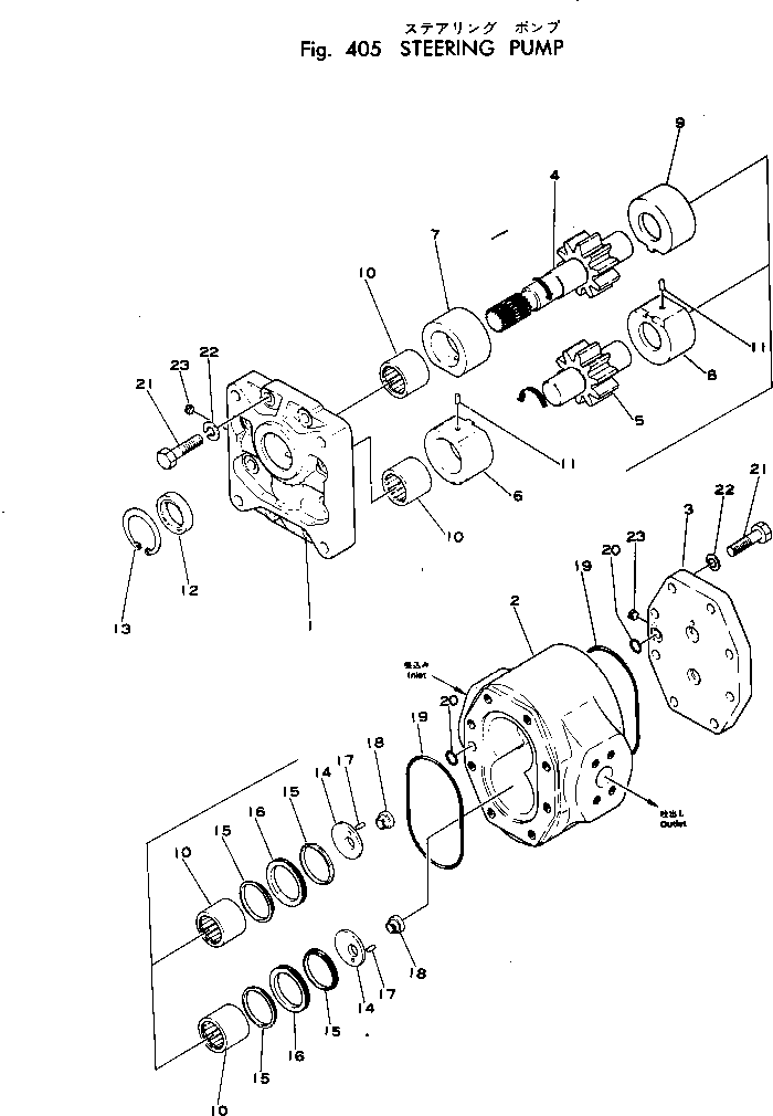 Komatsu parts book diagram for WF22A-2 S/N 1011-UP: STEERING PUMP