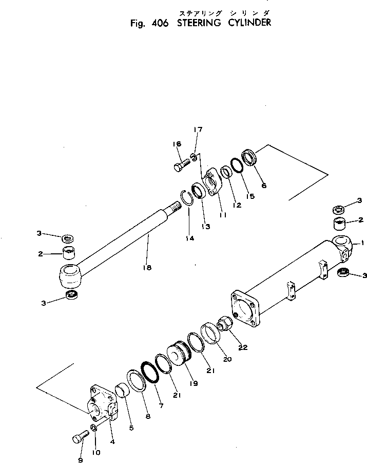 Komatsu parts book diagram for WF22A-2 S/N 1011-UP: STEERING CYLINDER