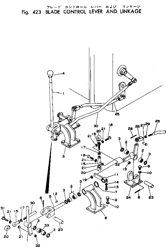 Komatsu parts book diagram for WF22A-2 S/N 1011-UP: BLADE CONTROL LEVER AND LINKAGE