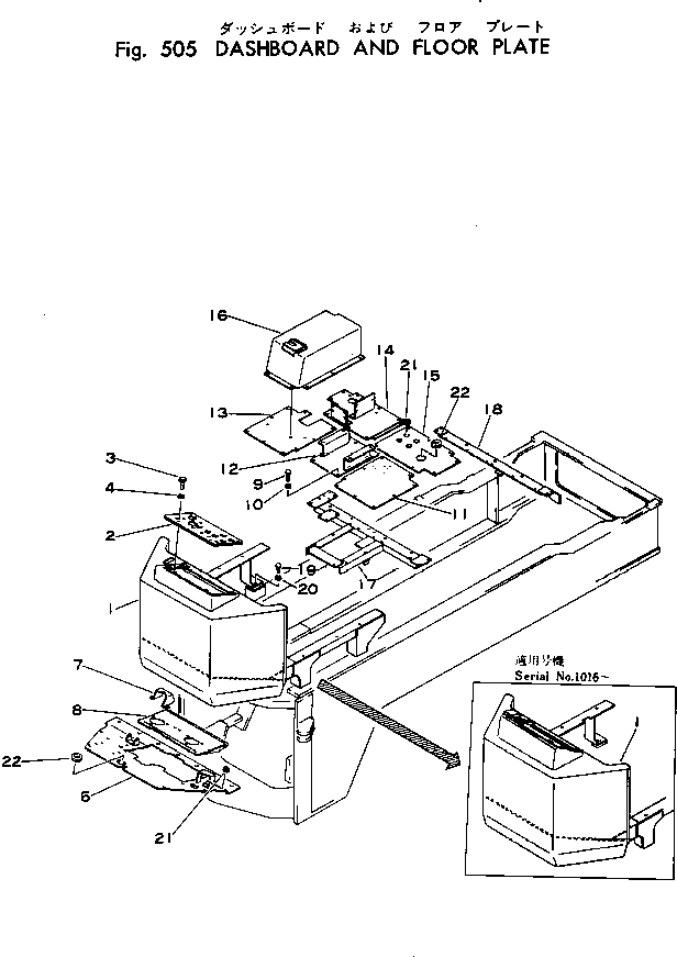 Komatsu parts book diagram for WF22A-2 S/N 1011-UP: DASHBOARD AND FLOOR PLATE