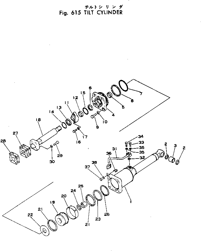 Komatsu parts book diagram for WF22A-2 S/N 1011-UP: TILT CYLINDER