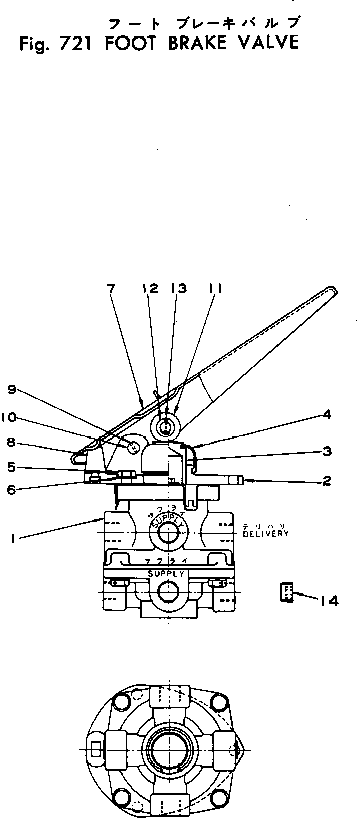 Komatsu parts book diagram for WF22A-2 S/N 1011-UP: FOOT BRAKE VALVE