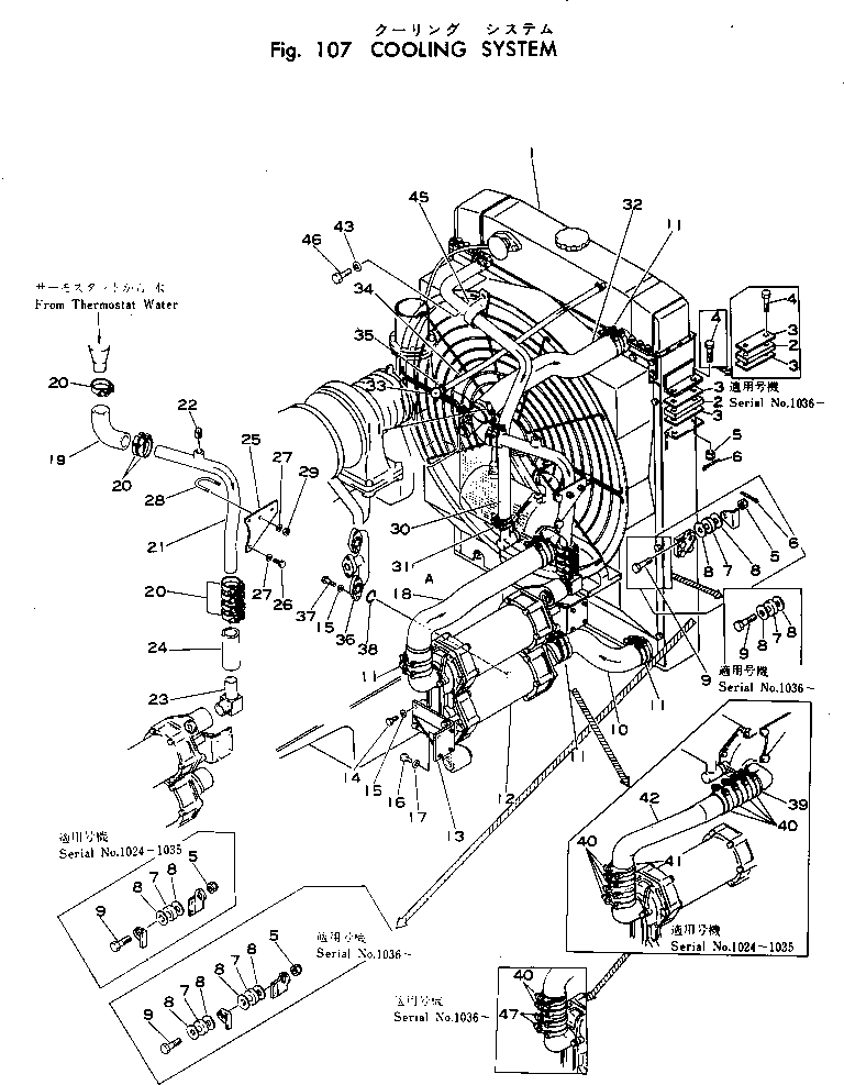 Komatsu parts book diagram for WF22T-2 S/N 1011-UP: COOLING SYSTEM