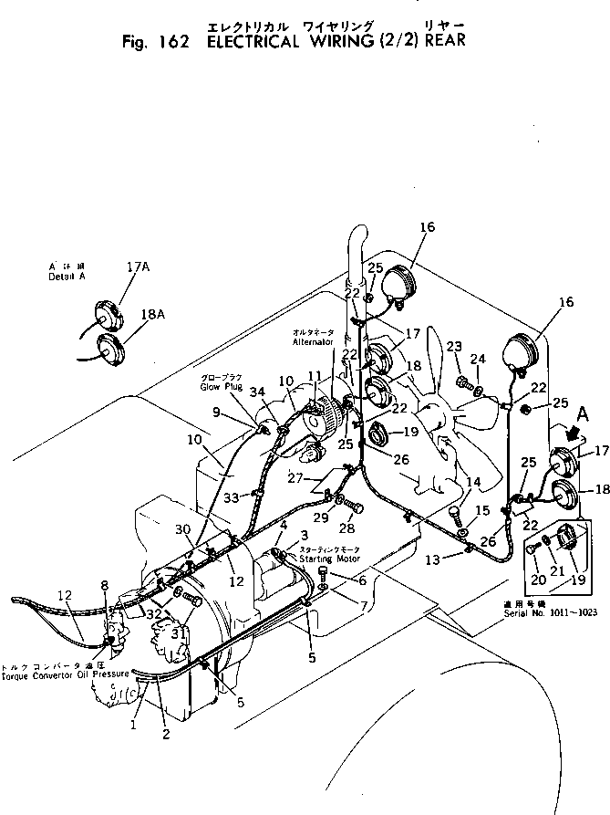 Komatsu parts book diagram for WF22T-2 S/N 1011-UP: ELECTRICAL WIRING (2/2) (REAR)
