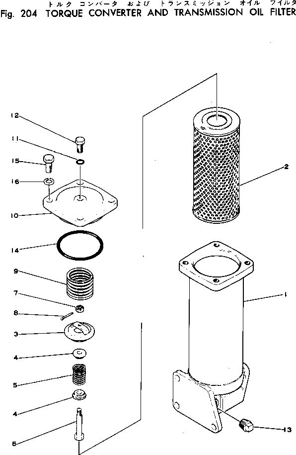 Komatsu parts book diagram for WF22T-2 S/N 1011-UP: TORQUE CONVERTER AND TRANSMISSION OIL FILTER