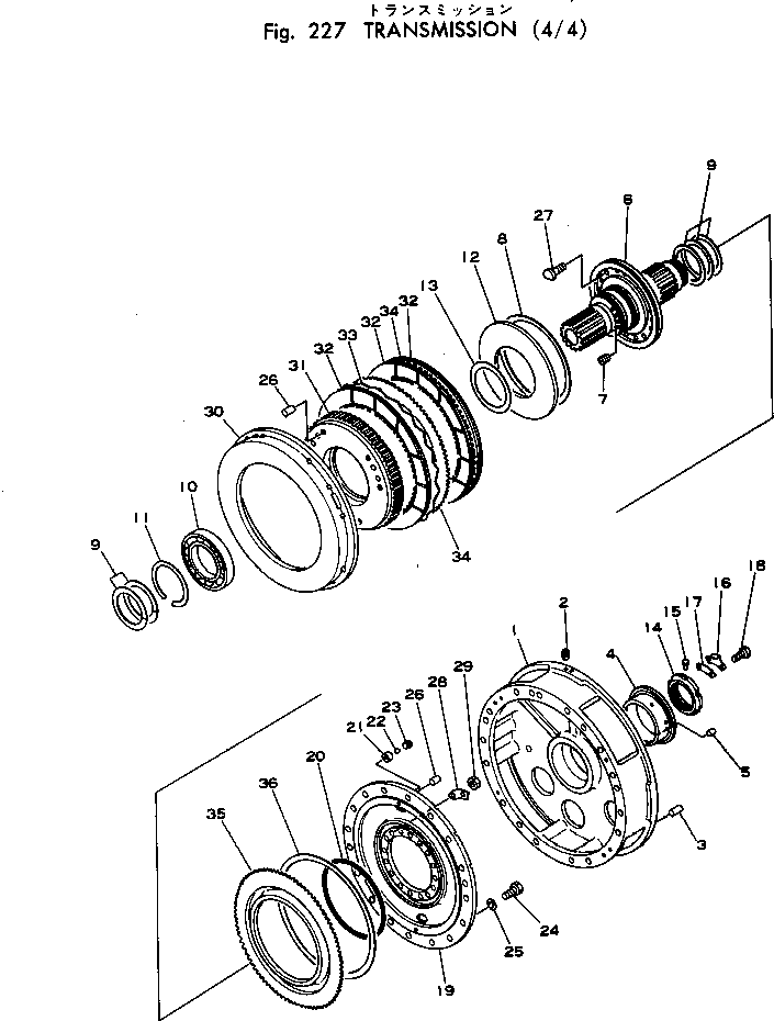 Komatsu parts book diagram for WF22T-2 S/N 1011-UP: TRANSMISSION (4/4)