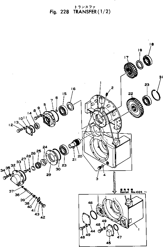 Komatsu parts book diagram for WF22T-2 S/N 1011-UP: TRANSFER (1/2)