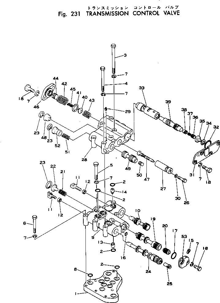 Komatsu parts book diagram for WF22T-2 S/N 1011-UP: TRANSMISSION CONTROL VALVE