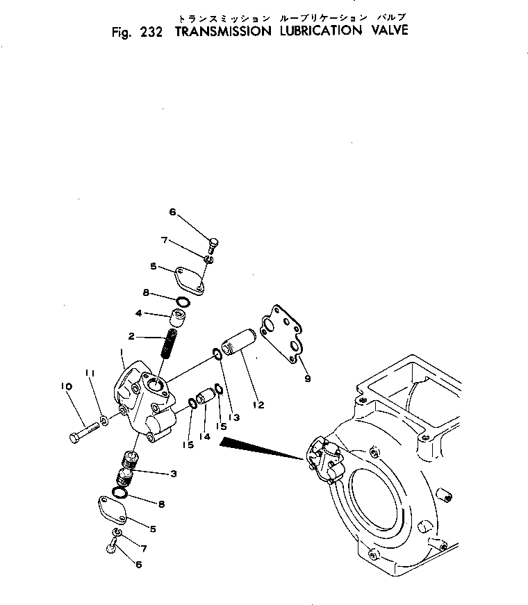 Komatsu parts book diagram for WF22T-2 S/N 1011-UP: TRANSMISSION LUBRICATION VALVE