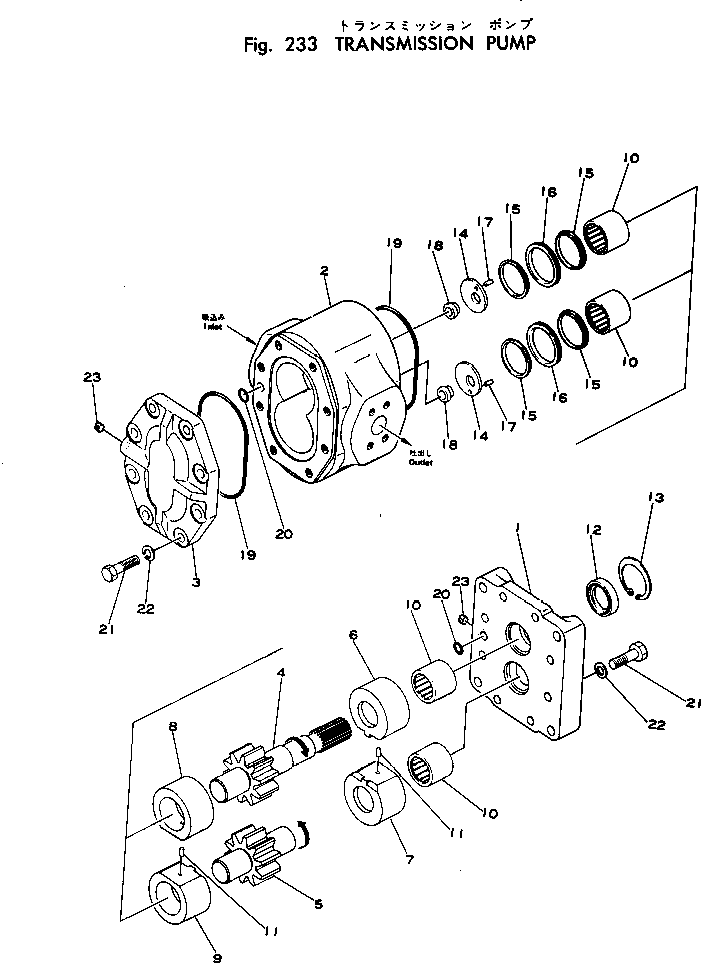 Komatsu parts book diagram for WF22T-2 S/N 1011-UP: TRANSMISSION PUMP