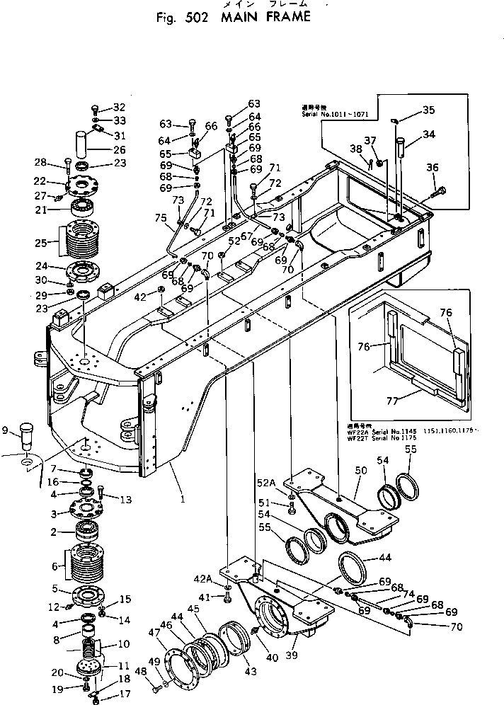 Komatsu parts book diagram for WF22T-2 S/N 1011-UP: MAIN FRAME