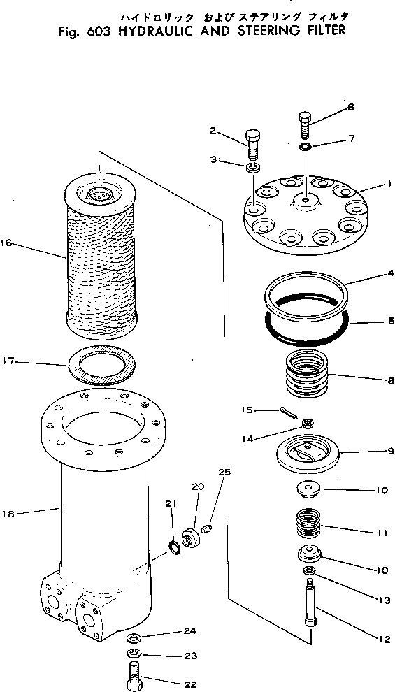 Komatsu parts book diagram for WF22T-2 S/N 1011-UP: HYDRAULIC AND STEERING FILTER