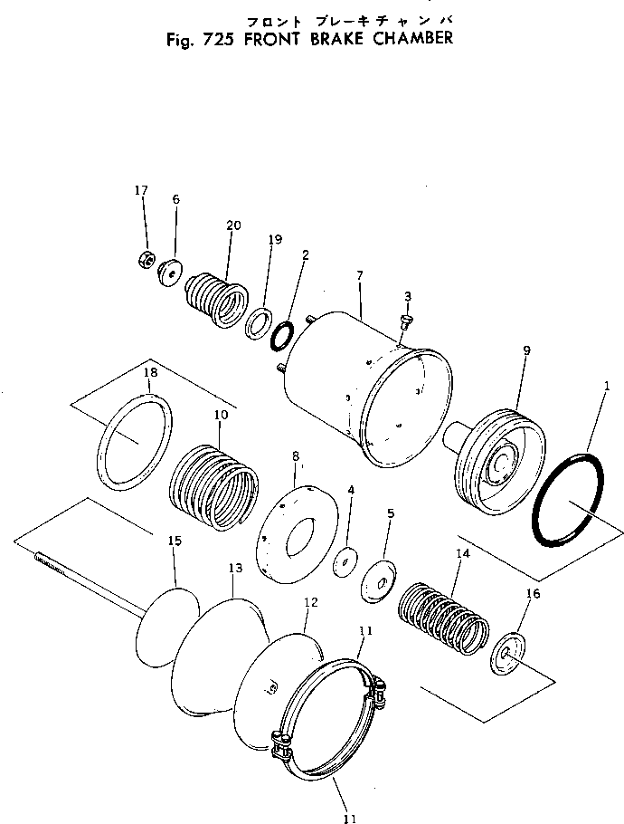 Komatsu parts book diagram for WF22T-2 S/N 1011-UP: FRONT BRAKE CHAMBER