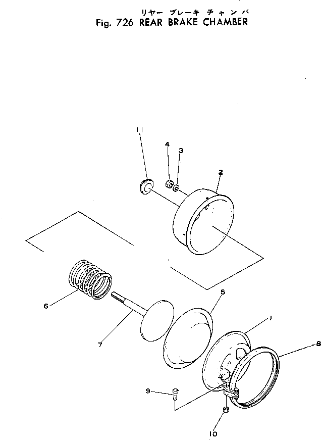 Komatsu parts book diagram for WF22T-2 S/N 1011-UP: REAR BRAKE CHAMBER