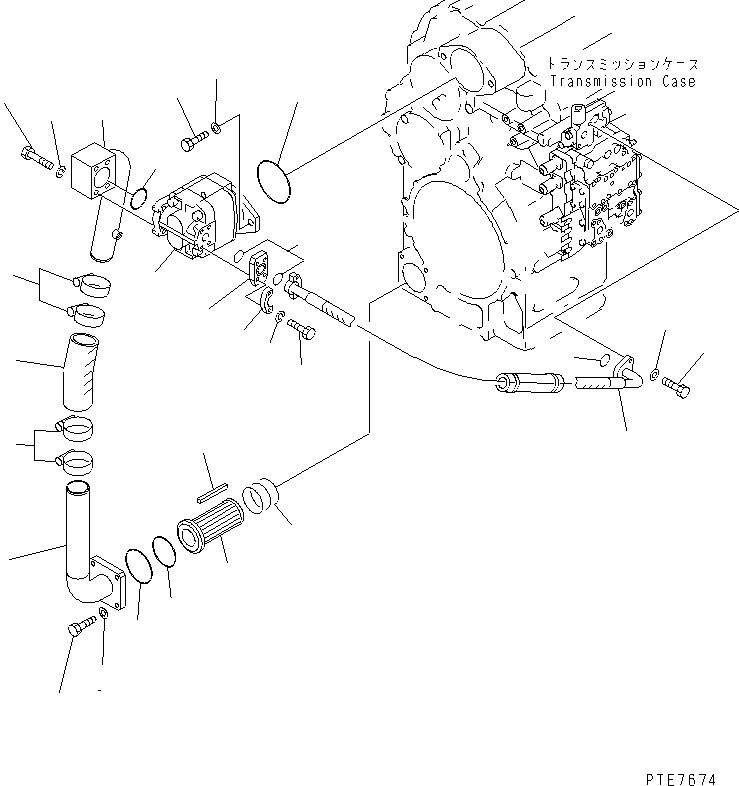 Komatsu parts book diagram for WF450-3 S/N 54001-UP (For Komatsu Hanomag (Germany)): TRANSMISSION (TRANSMISSION PIPING) (1/2)