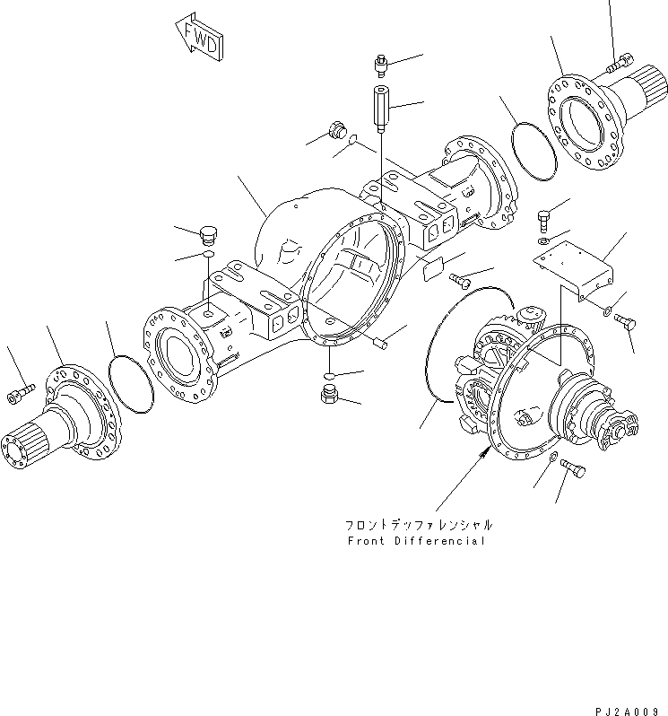 Komatsu parts book diagram for WF450-3 S/N 54001-UP (For Komatsu Hanomag (Germany)): FRONT AXLE (FRONT AXLE HOUSING) (LIMITED SLIP DIFF.) (KOHAG)(#54101-)
