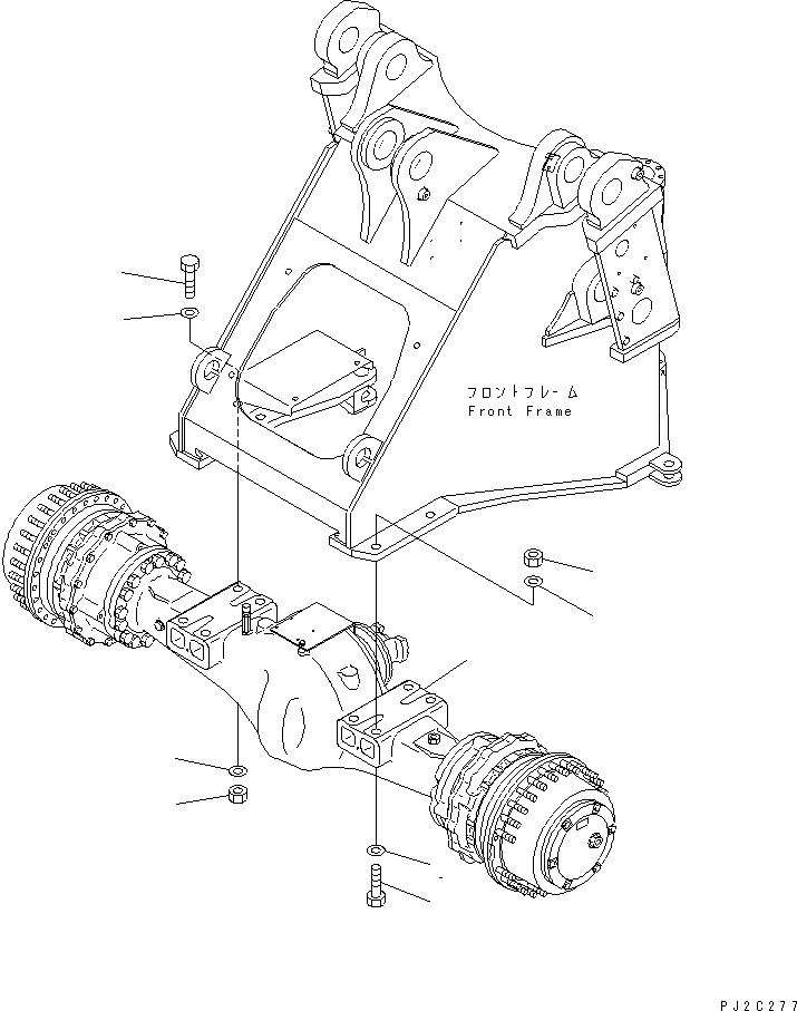 Komatsu parts book diagram for WF450-3 S/N 54001-UP (For Komatsu Hanomag (Germany)): FRONT AXLE AND AXLE MOUNTING PARTS