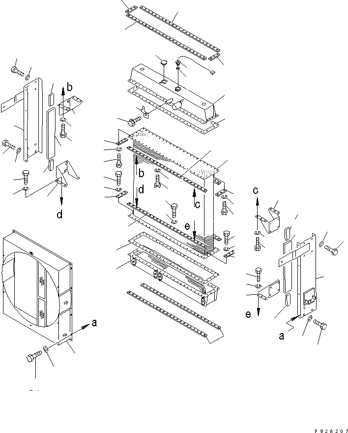 Komatsu parts book diagram for WF450-3 S/N 54001-UP: RADIATOR (RADIATOR PARTS)