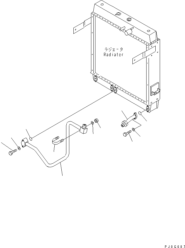 Komatsu parts book diagram for WF450-3 S/N 54001-UP: RADIATOR (TRANSMISSION OIL COOLER LINE)