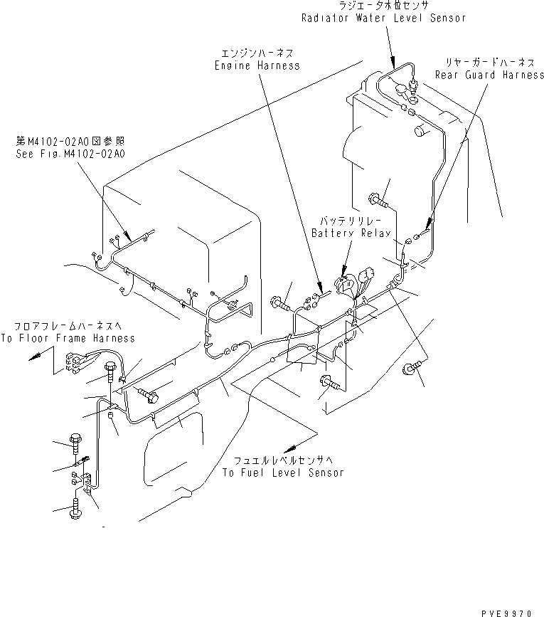 Komatsu parts book diagram for WF450-3 S/N 54001-UP: WIRING HARNESS (REAR FRAME LINE)