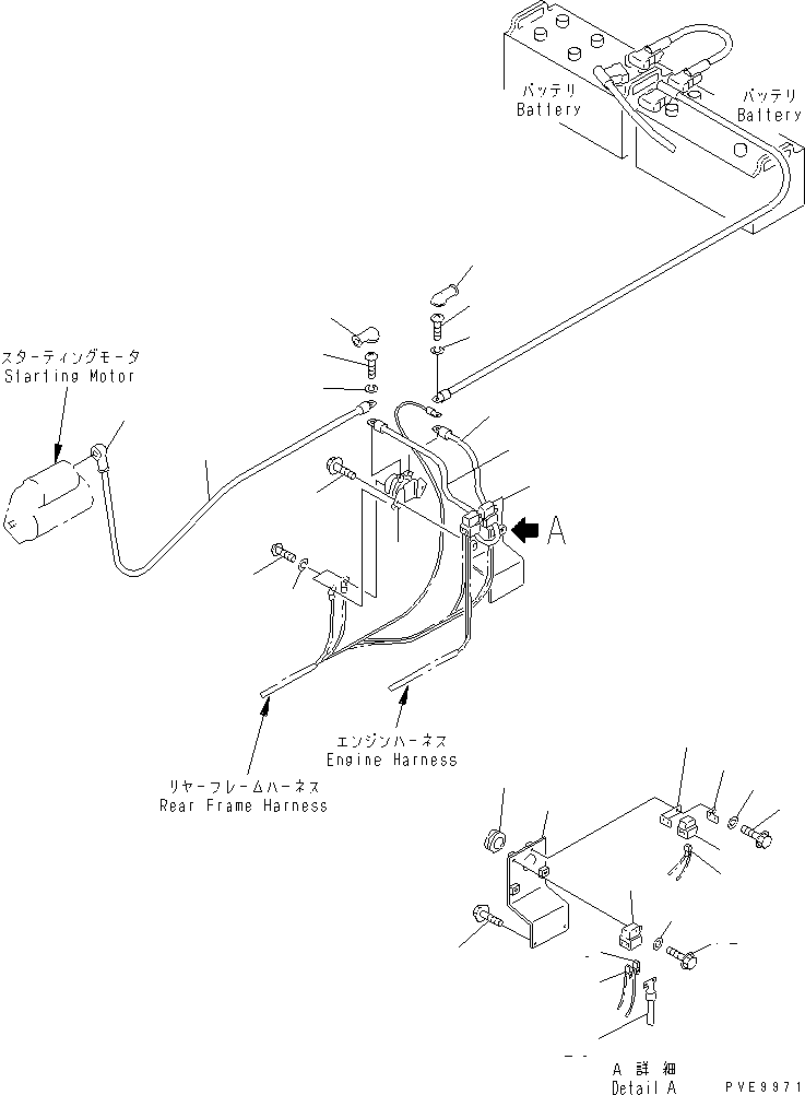 Komatsu parts book diagram for WF450-3 S/N 54001-UP: WIRING HARNESS (SLOW BLOW FUSE AND BATTERY LINE)