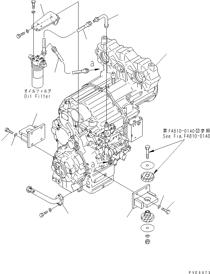 Komatsu parts book diagram for WF450-3 S/N 54001-UP: TORQUE CONVERTER AND TRANSMISSION (MOUNTING BRACKET)