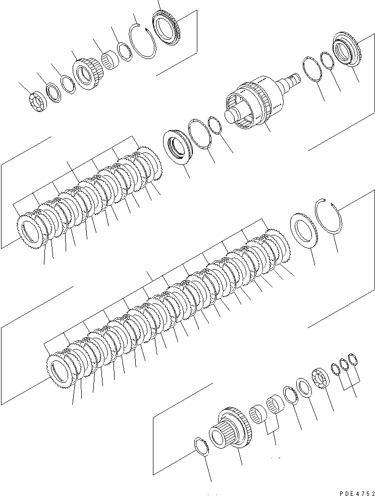Komatsu parts book diagram for WF450-3 S/N 54001-UP: TRANSMISSION (FORWARD AND 1ST CLUTCH)
