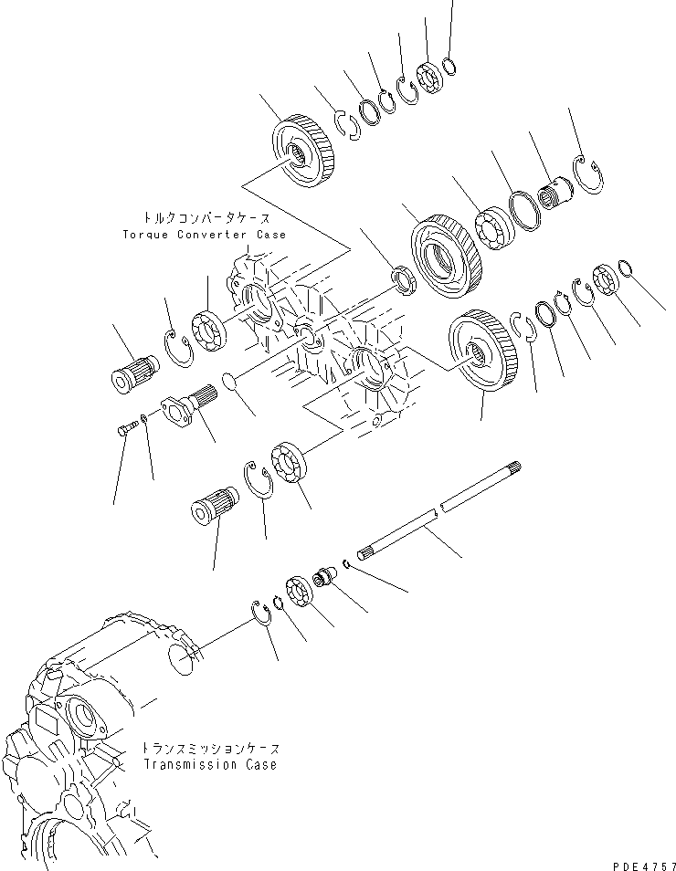 Komatsu parts book diagram for WF450-3 S/N 54001-UP: TRANSMISSION (P.T.O.)