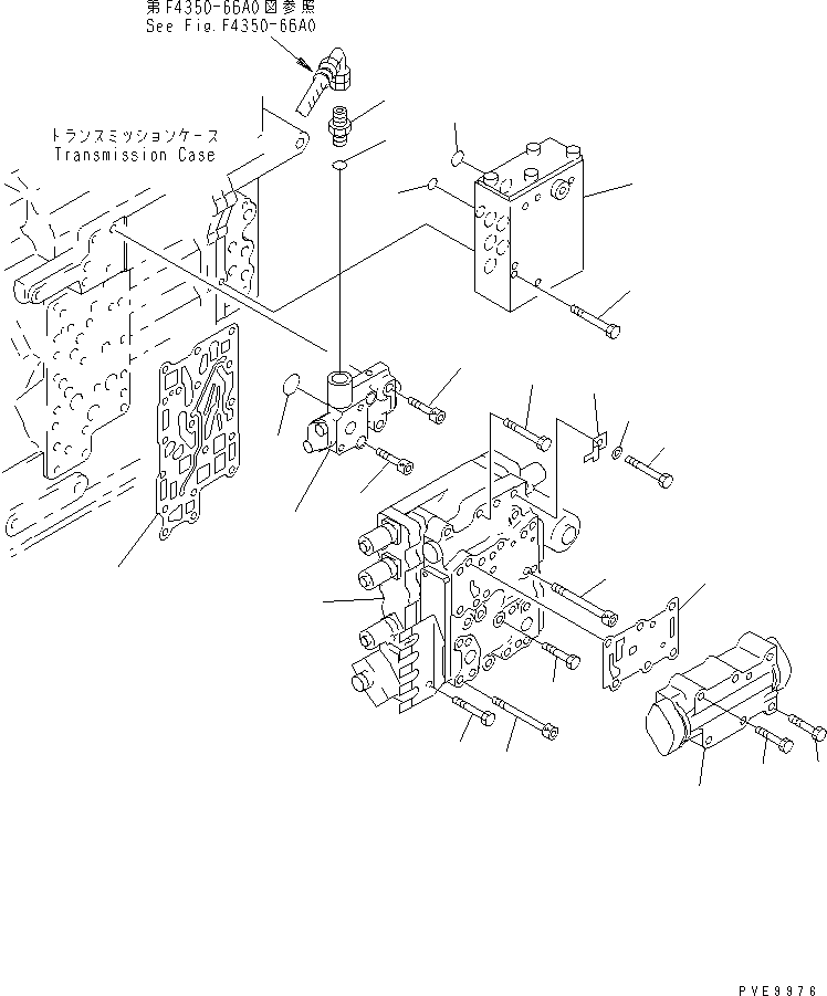 Komatsu parts book diagram for WF450-3 S/N 54001-UP: TRANSMISSION (CONTROL VALVE MOUNTING)