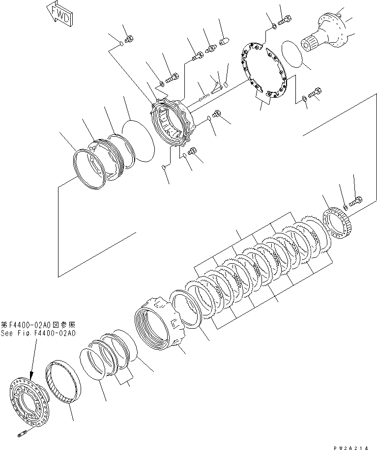 Komatsu parts book diagram for WF450-3 S/N 54001-UP: FRONT AXLE (FRONT WHEEL BRAKE)