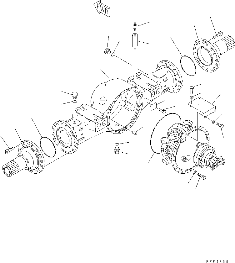 Komatsu parts book diagram for WF450-3 S/N 54001-UP: FRONT AXLE (FRONT AXLE HOUSING)
