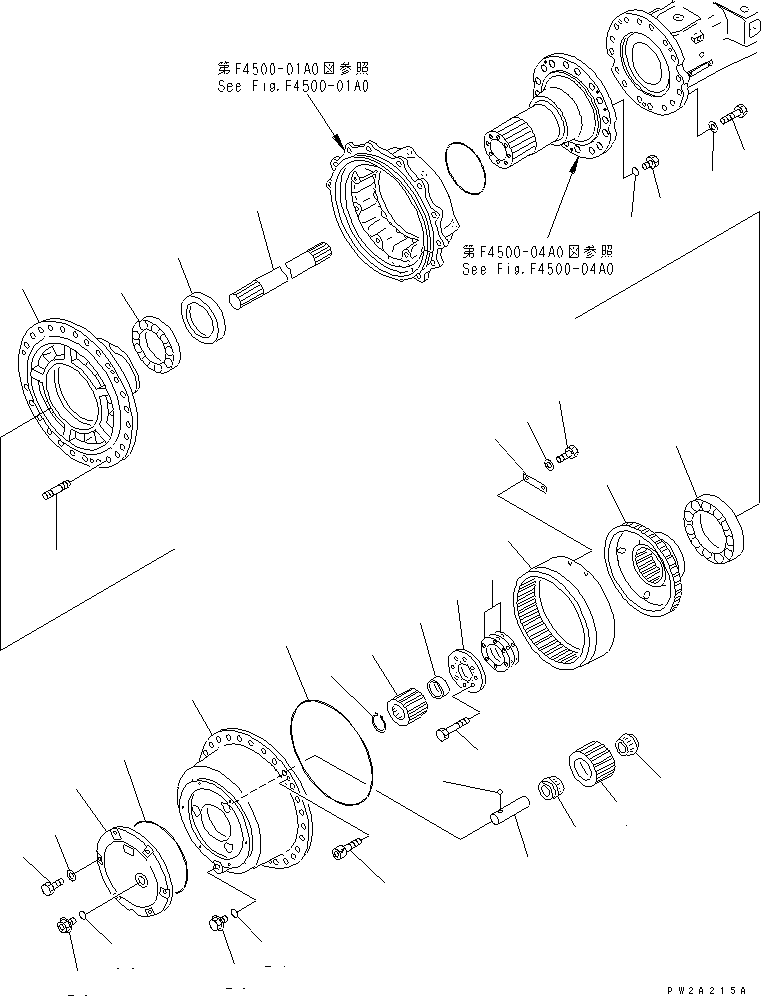 Komatsu parts book diagram for WF450-3 S/N 54001-UP: REAR AXLE (REAR FINAL DRIVE)